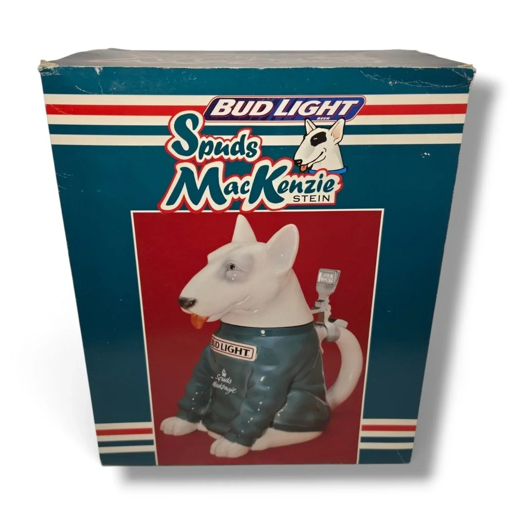 Bud Light Spuds MacKenzie Character Porcelain Stein w/ C.O.A NEW in Original Box